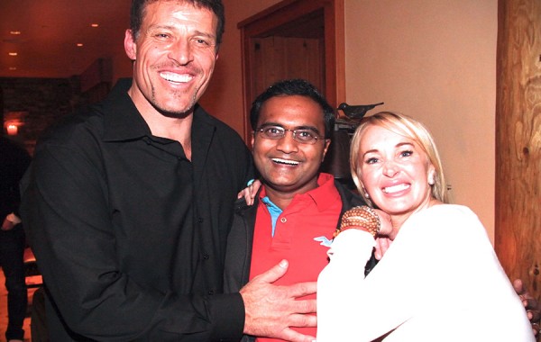 Praveen Narra with Tony Robbins and Sage Robbins