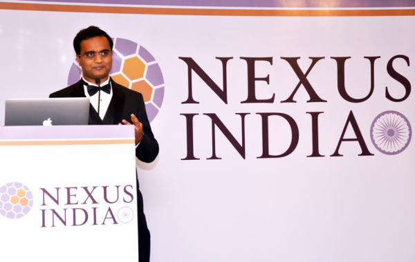 Praveen Narra speaking at Nexus India Launch Event